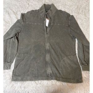 Weekendz off men long sleeve pesto zip up knit ribbed sweater L